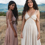 Ananda Lālita Dress Ivory Colour – Linen Organic Goddess Gown - AYA SW IDR