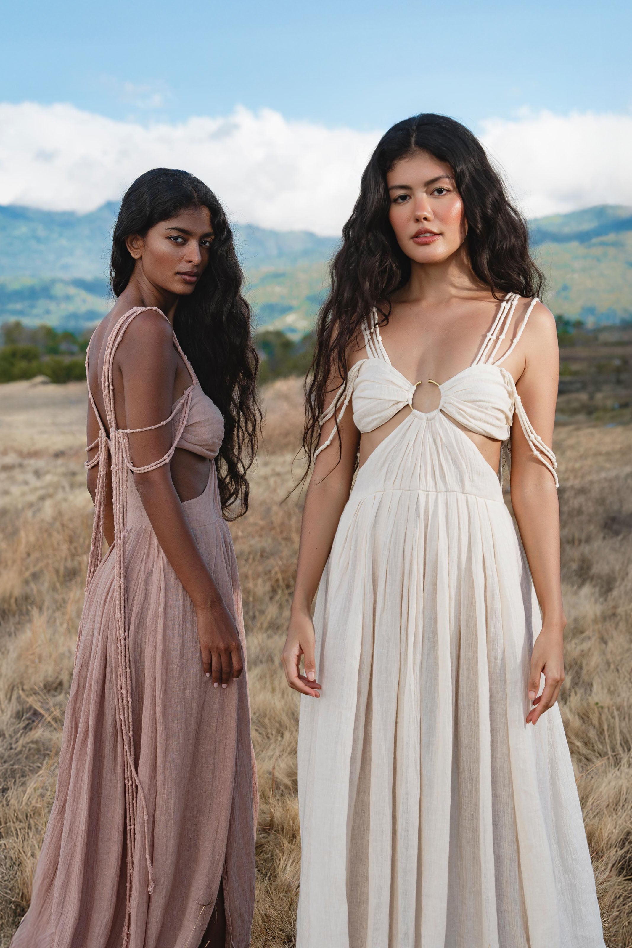 Ananda Lālita Dress Ivory Colour – Linen Organic Goddess Gown - AYA SW IDR