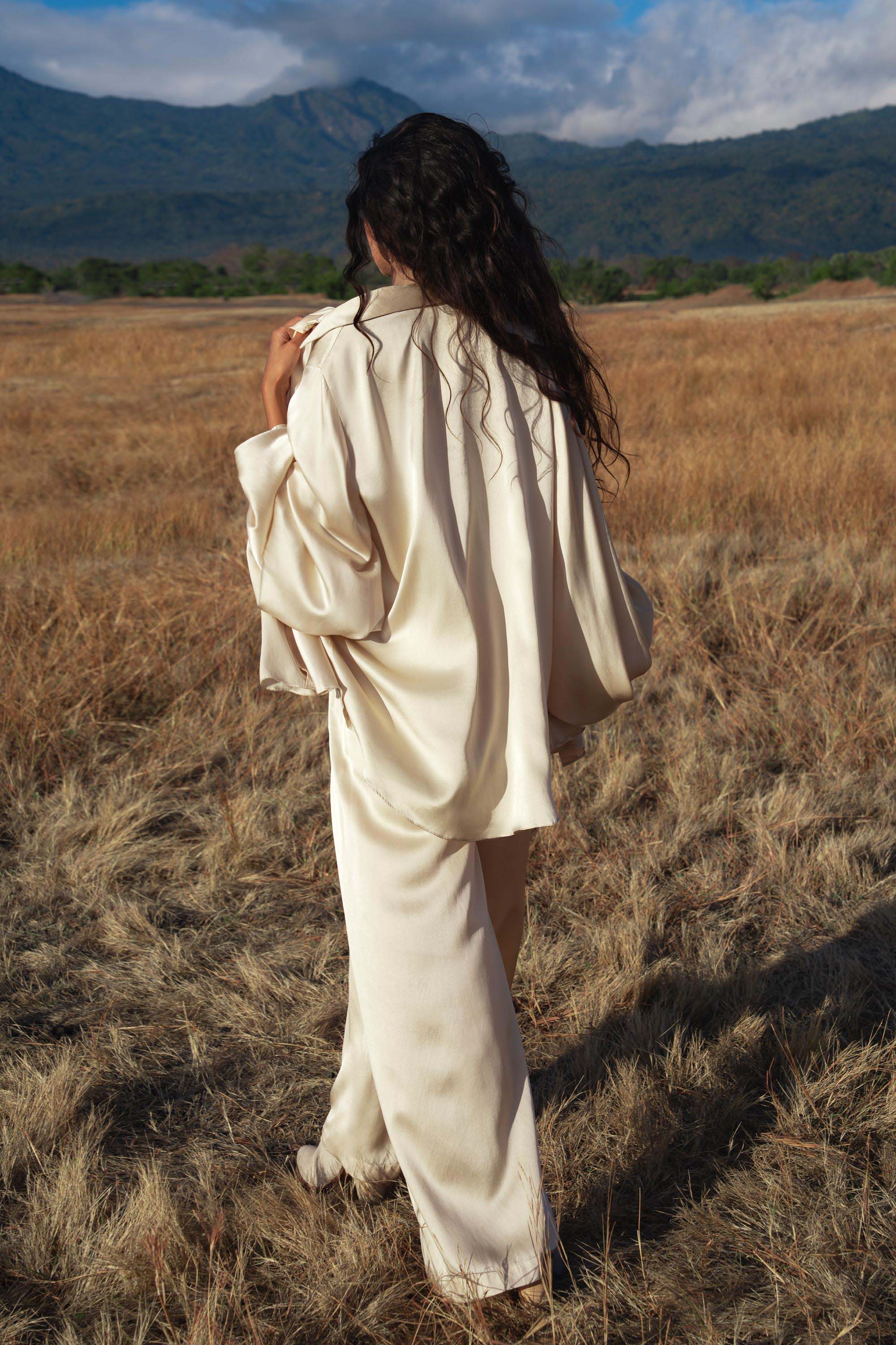 Apsara Kimono Blouse Cream – Pure Silk Kimono - AYA SW IDR