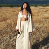 Apsara Pants Cream Colour – Pure Silk Flowy Pants - AYA SW IDR