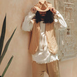 Beige Hand Embroidered Vest for Men By AYA Sacred Wear