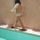 Beige Hand Embroidered Vest for Men - AYA SW IDR