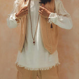 Beige Hand Embroidered Vest for Men - AYA SW IDR