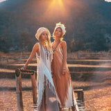 Beige Ochre Boho Handwoven Hand - Loomed See Through Dress - AYA SW IDR