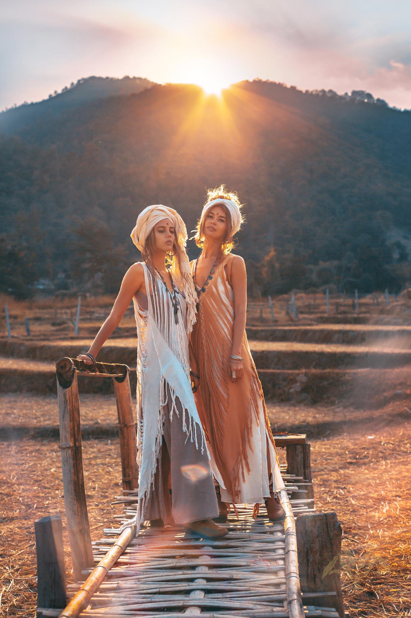 Beige Ochre Boho Handwoven Hand - Loomed See Through Dress - AYA SW IDR