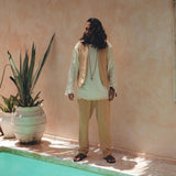 Beige Sand Colour Long Cotton Pants for Men - AYA SW IDR