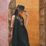 Black Athena Cape • Summer Beach Kaftan • Boho Long Robe • Greek Goddess Cape Dress - AYA SW IDR