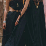 Black Athena Cape • Summer Beach Kaftan • Boho Long Robe • Greek Goddess Cape Dress - AYA SW IDR