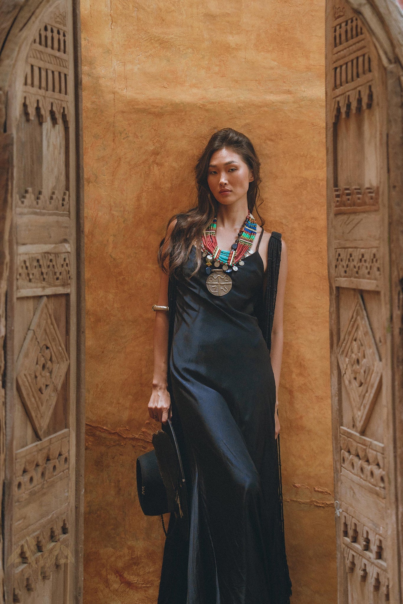 Black Athena Cape • Summer Beach Kaftan • Boho Long Robe • Greek Goddess Cape Dress - AYA SW IDR