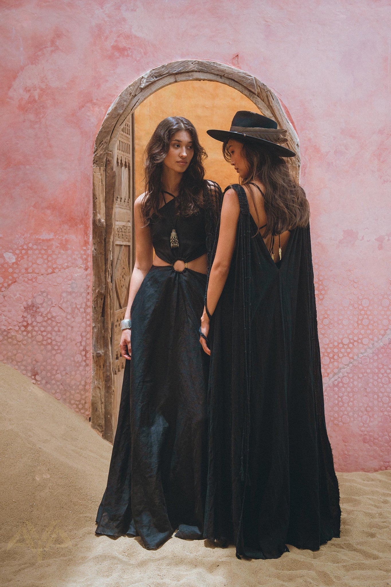 Black Athena Cape • Summer Beach Kaftan • Boho Long Robe • Greek Goddess Cape Dress - AYA SW IDR