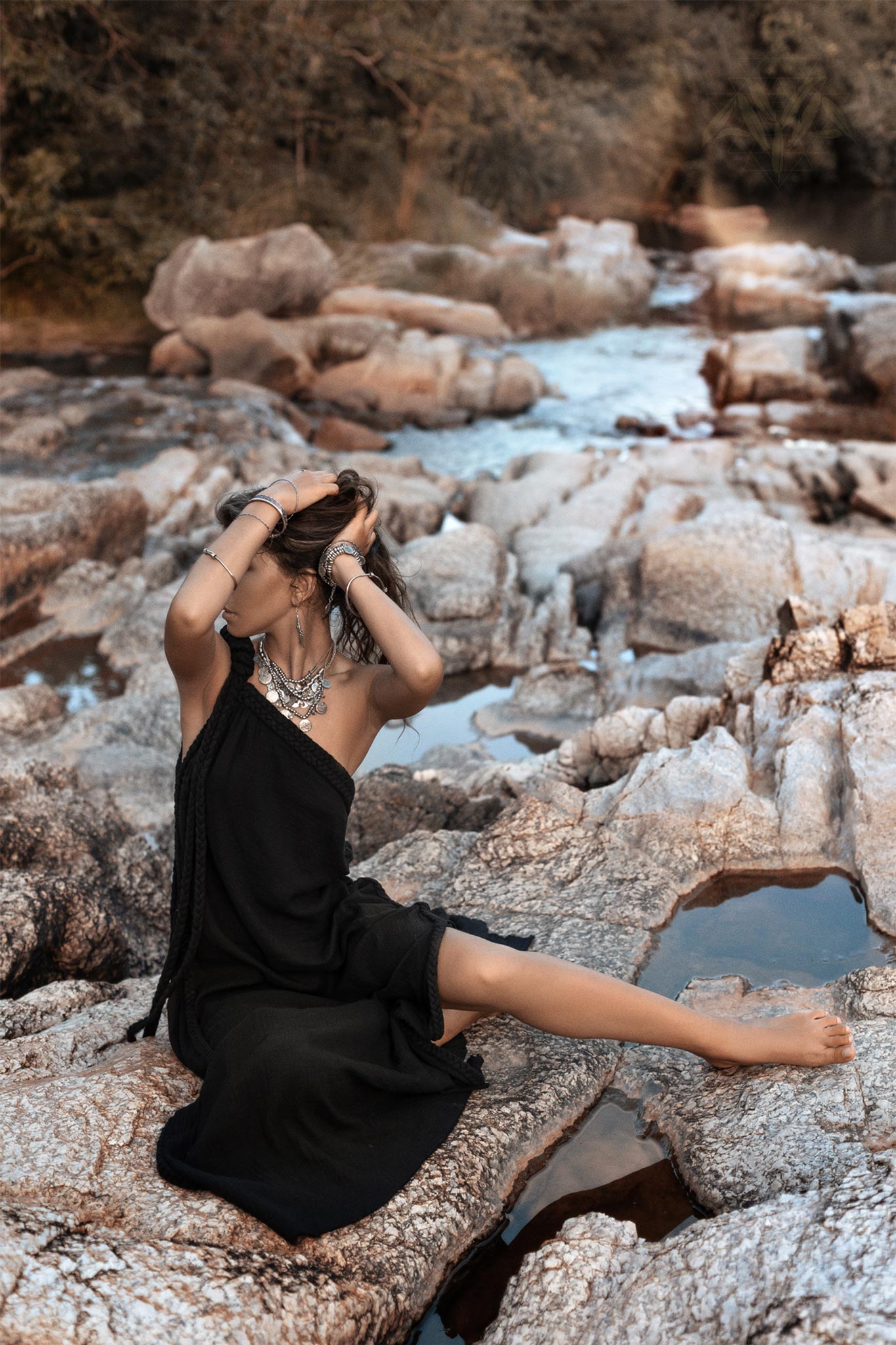 Black Aurora Greek Goddess Dress • Cold Shoulder Maxi Dress • Gothic Grecian Dress - AYA SW IDR