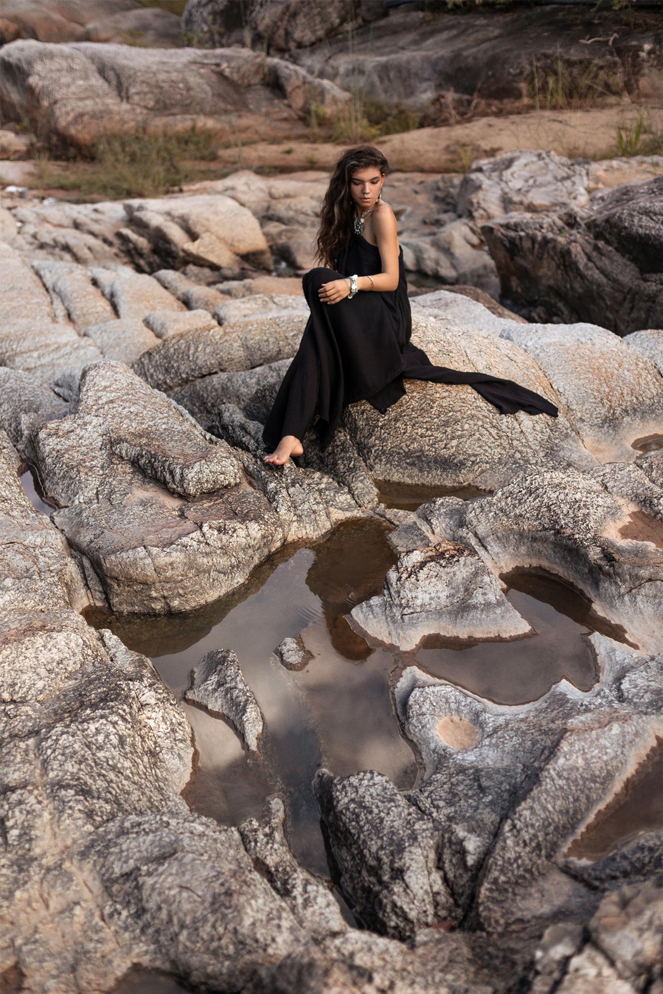 Black Aurora Greek Goddess Dress • Cold Shoulder Maxi Dress • Gothic Grecian Dress - AYA SW IDR