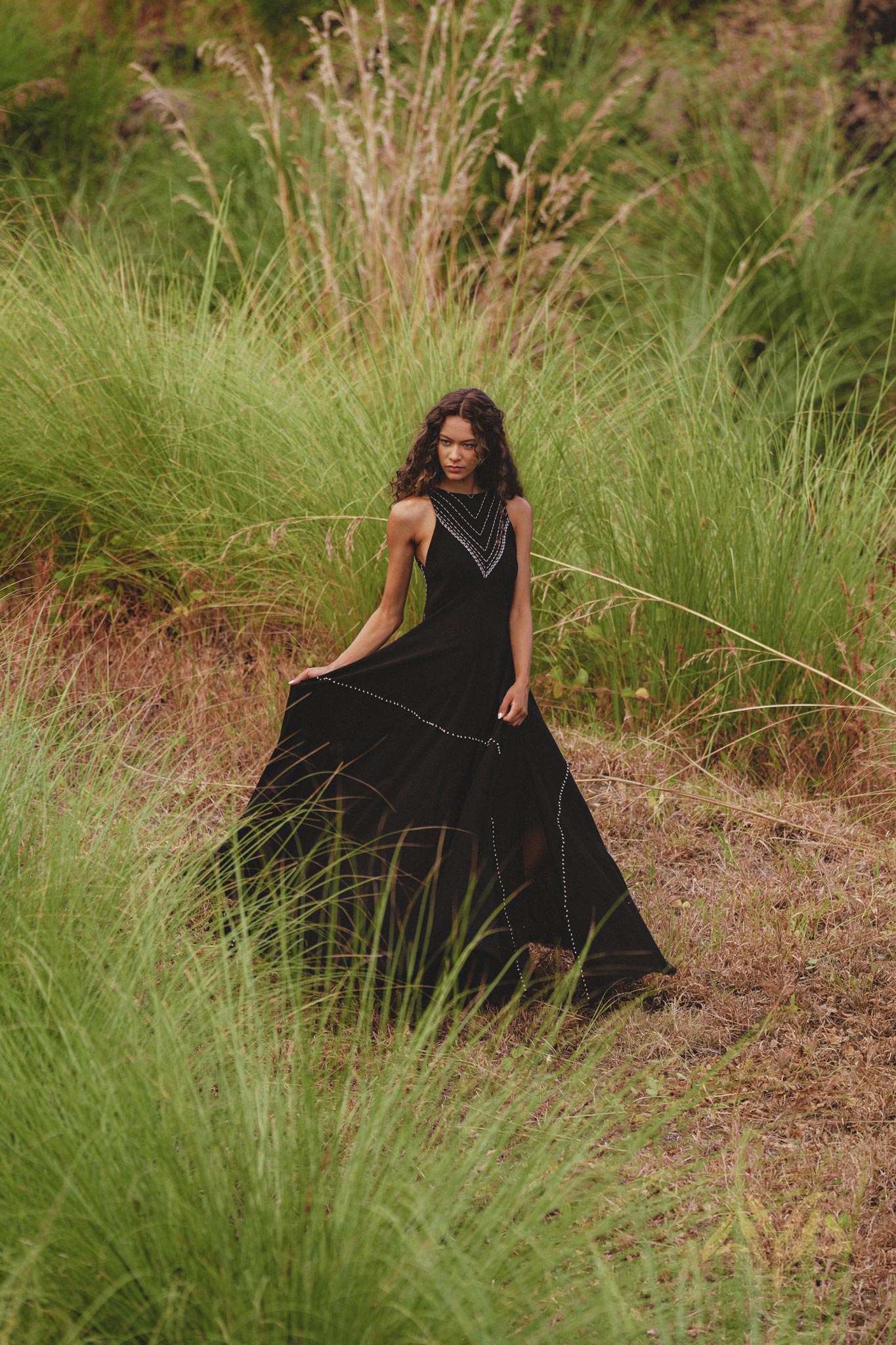 Black Bhakti Dress • Boho Ring Bells Dress • Minimalist Cocktail Dress • Handmade dress - AYA SW IDR