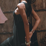 Black Bhakti Dress • Boho Ring Bells Dress • Minimalist Cocktail Dress • Handmade dress - AYA SW IDR