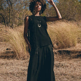 Black Bohemian Top with Tassels Sides - AYA SW IDR