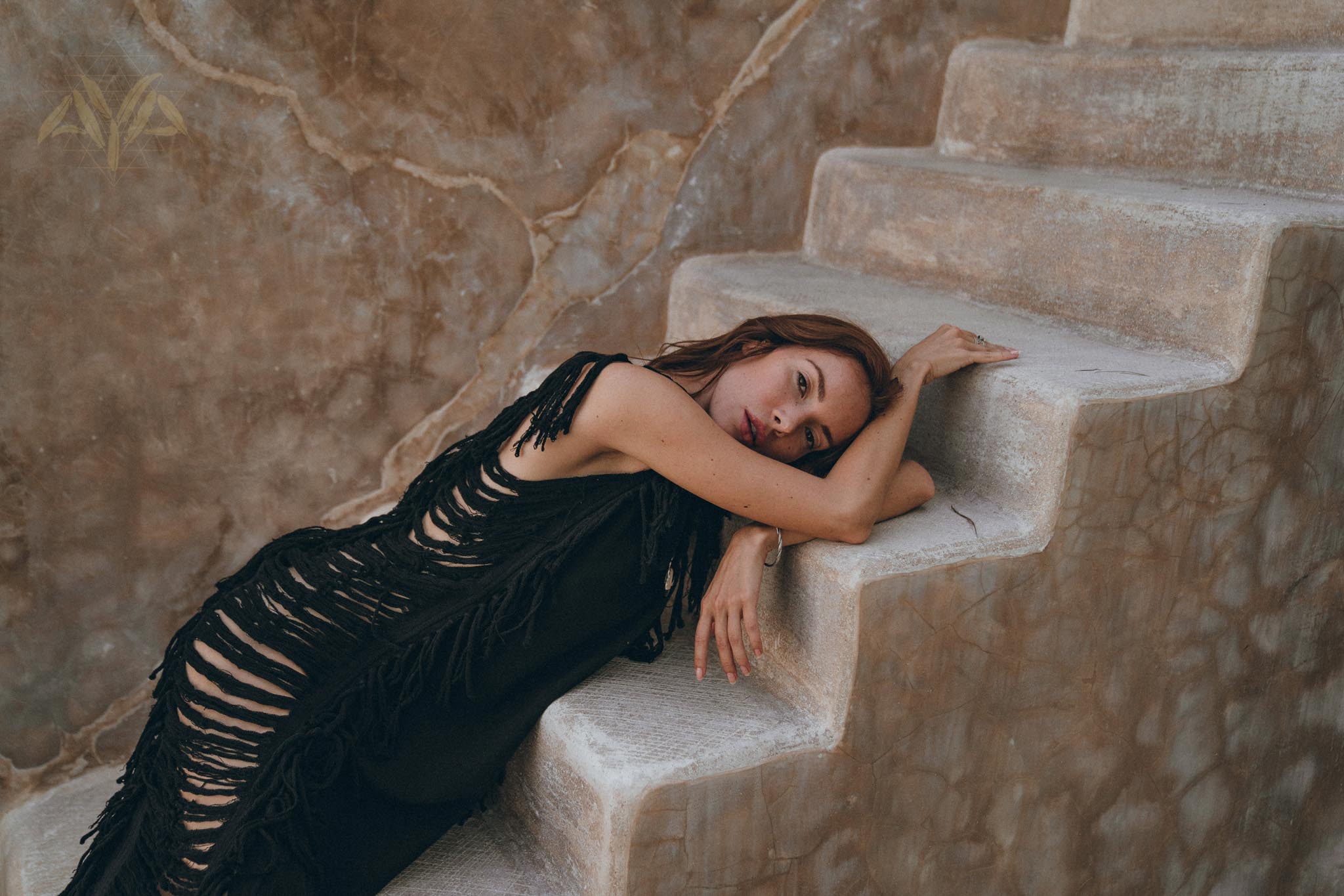 Black Boho Dress • Bohemian Dress • Ladder Sides Dress - AYA SW IDR