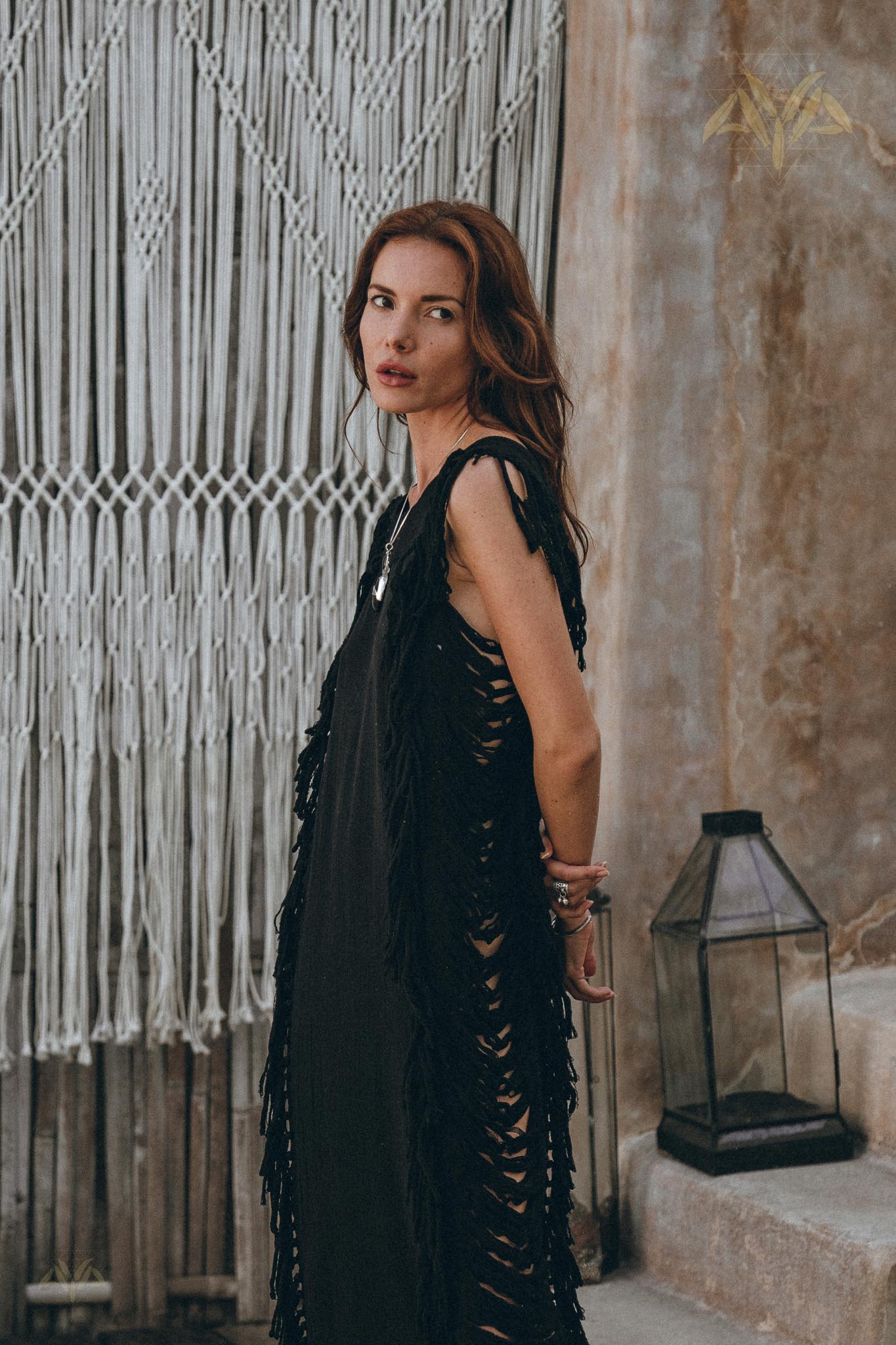 Black Boho Dress • Bohemian Dress • Ladder Sides Dress - AYA SW IDR