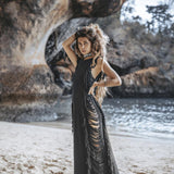 Black Boho Dress • Bohemian Dress • Ladder Sides Dress - AYA SW IDR
