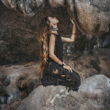 Black Boho Dress • Bohemian Dress • Ladder Sides Dress - AYA SW IDR