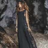 Black Boho Dress • Bohemian Dress • Ladder Sides Dress - AYA SW IDR