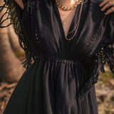 Black Boho Dress • Boho Goddess Dress • Maxi Bridesmaid Dress - AYA SW IDR