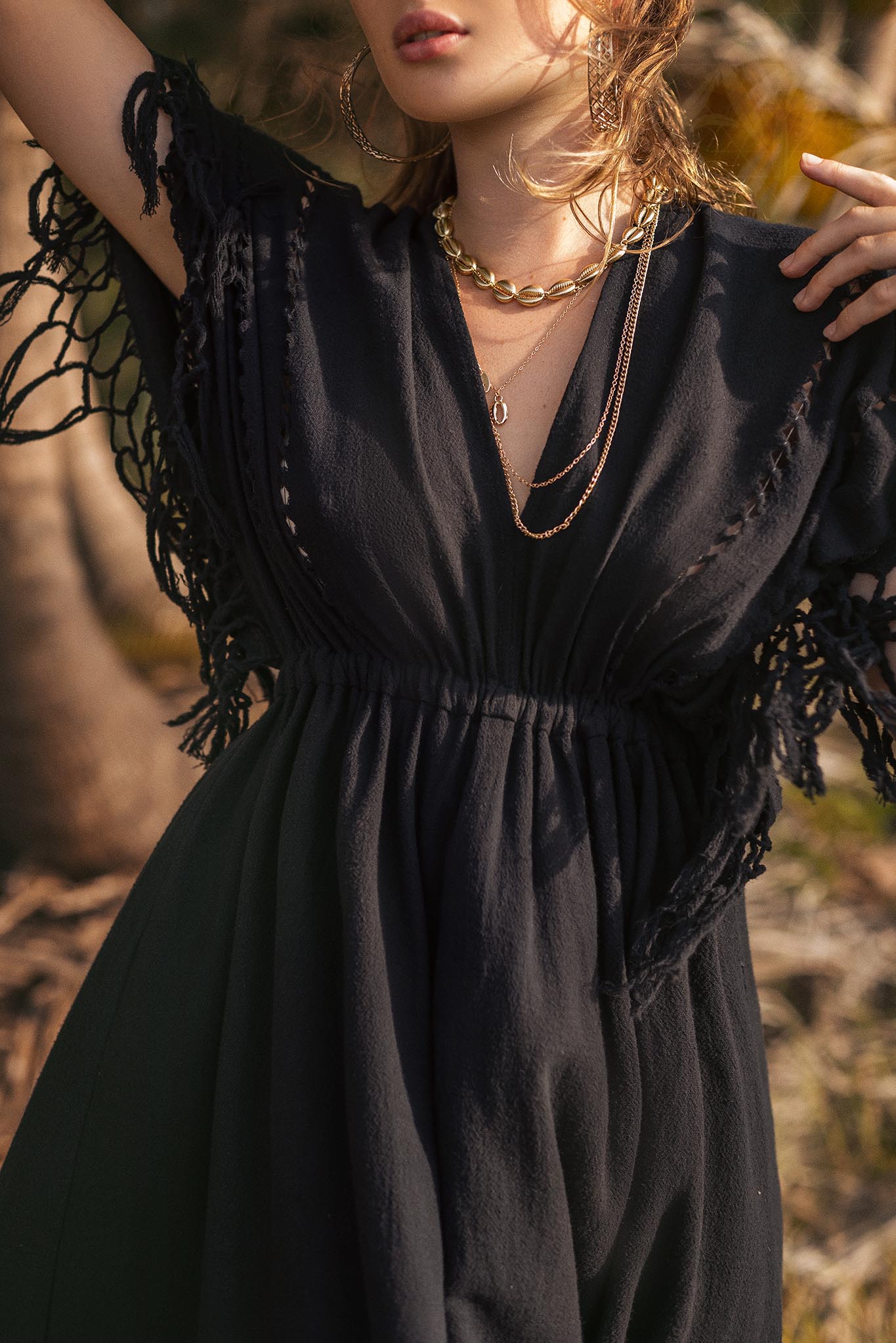Black Boho Dress • Boho Goddess Dress • Maxi Bridesmaid Dress - AYA SW IDR