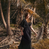 Black Boho Dress • Boho Goddess Dress • Maxi Bridesmaid Dress - AYA SW IDR