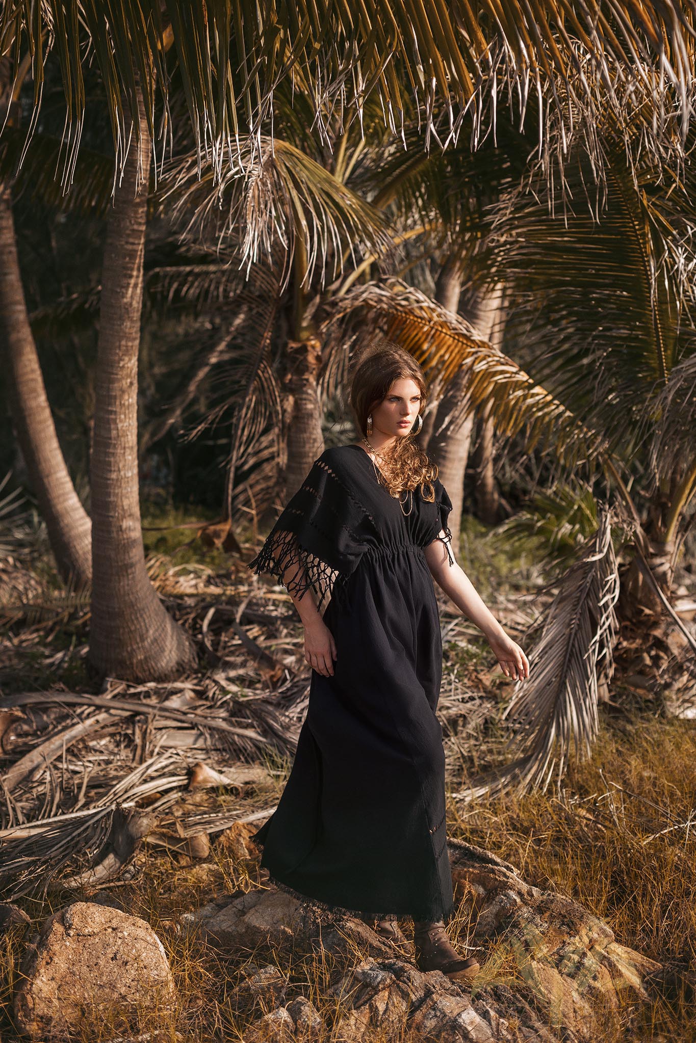 Black Boho Dress • Boho Goddess Dress • Maxi Bridesmaid Dress - AYA SW IDR