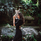 Black Boho Dress with Open Back • Organic Cotton Dress - AYA SW IDR