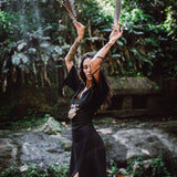 Black Boho Dress with Open Back • Organic Cotton Dress - AYA SW IDR