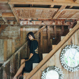 Black Boho Dress with Open Back • Organic Cotton Dress - AYA SW IDR