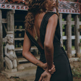 Black Boho Jumpsuit Women • Handmade Cold Shoulder Maxi Jumpsuit - AYA SW IDR