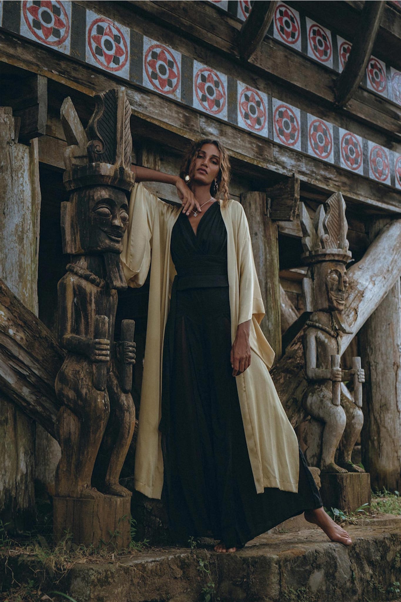 Black Boho Jumpsuit Women • Handmade Cold Shoulder Maxi Jumpsuit - AYA SW IDR