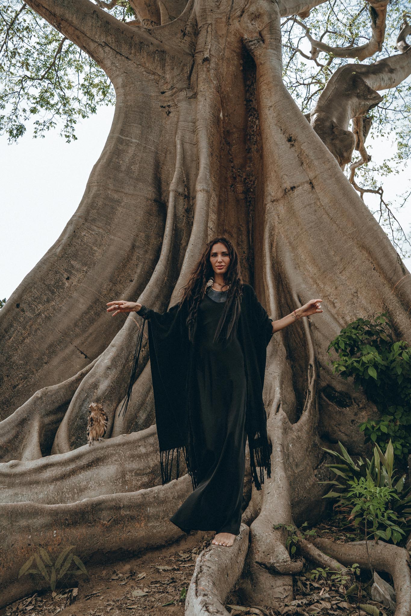 Black Boho Poncho • Long Poncho Robe Cardigan • Bridal Cover Up Cardigan - AYA SW IDR