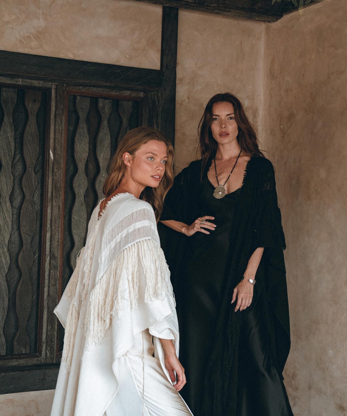 Black Boho Poncho • Long Poncho Robe Cardigan • Bridal Cover Up Cardigan - AYA SW IDR