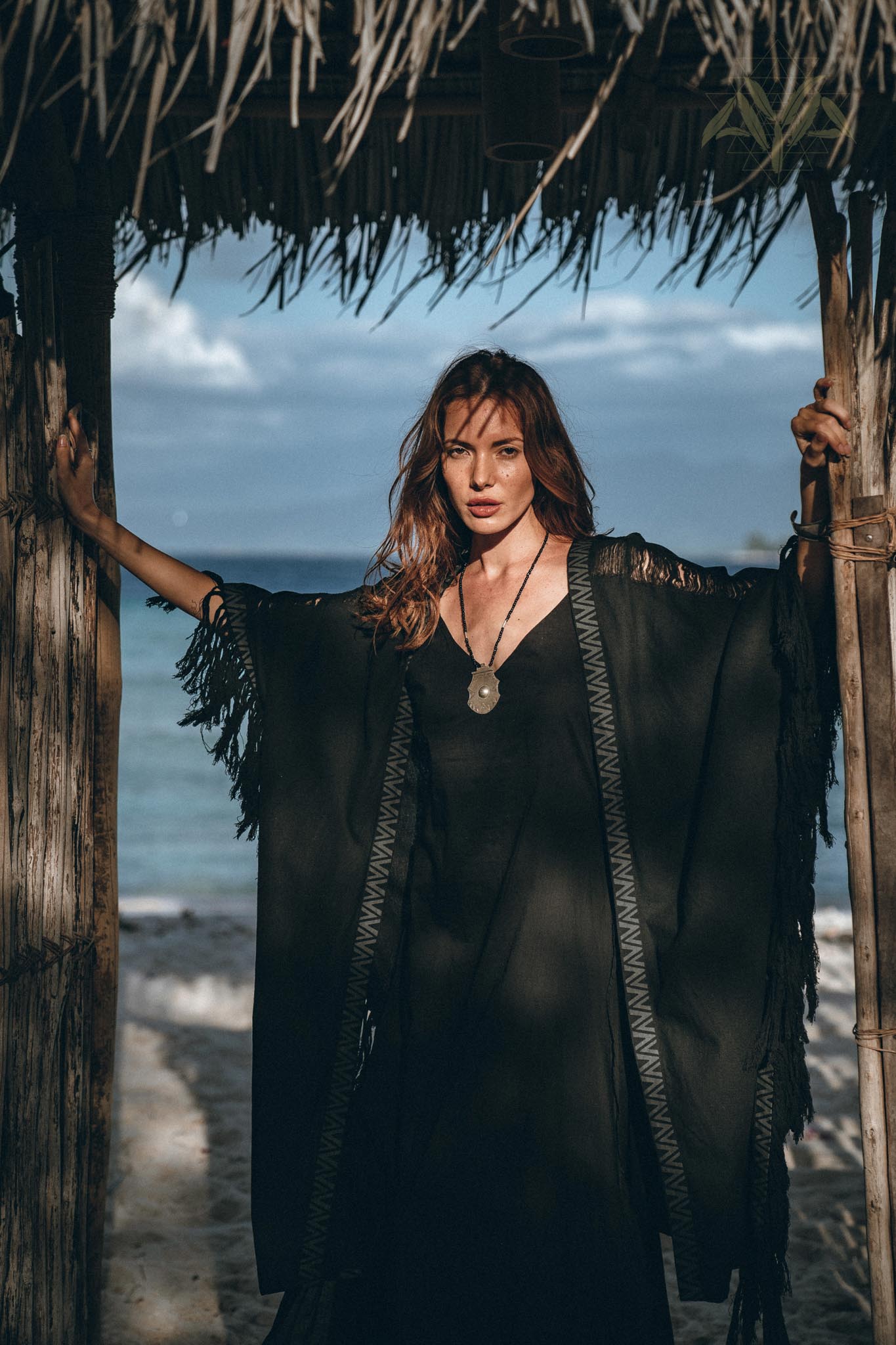 Black Boho Poncho • Plus Size Clothing • Unisex Hand - loomed Poncho - AYA SW IDR
