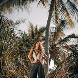 Black Boho Tunic Top with Tassels and Hand Embroidery - AYA SW IDR
