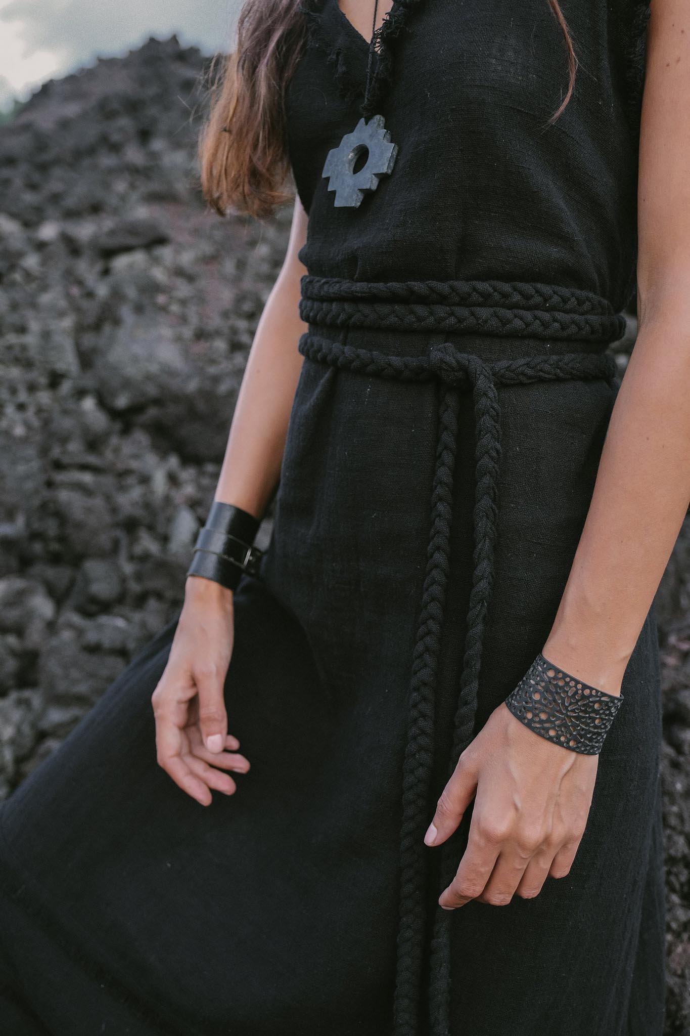Black Casual Dream Wrap Dress Open Back High Slit Dress - AYA SW IDR