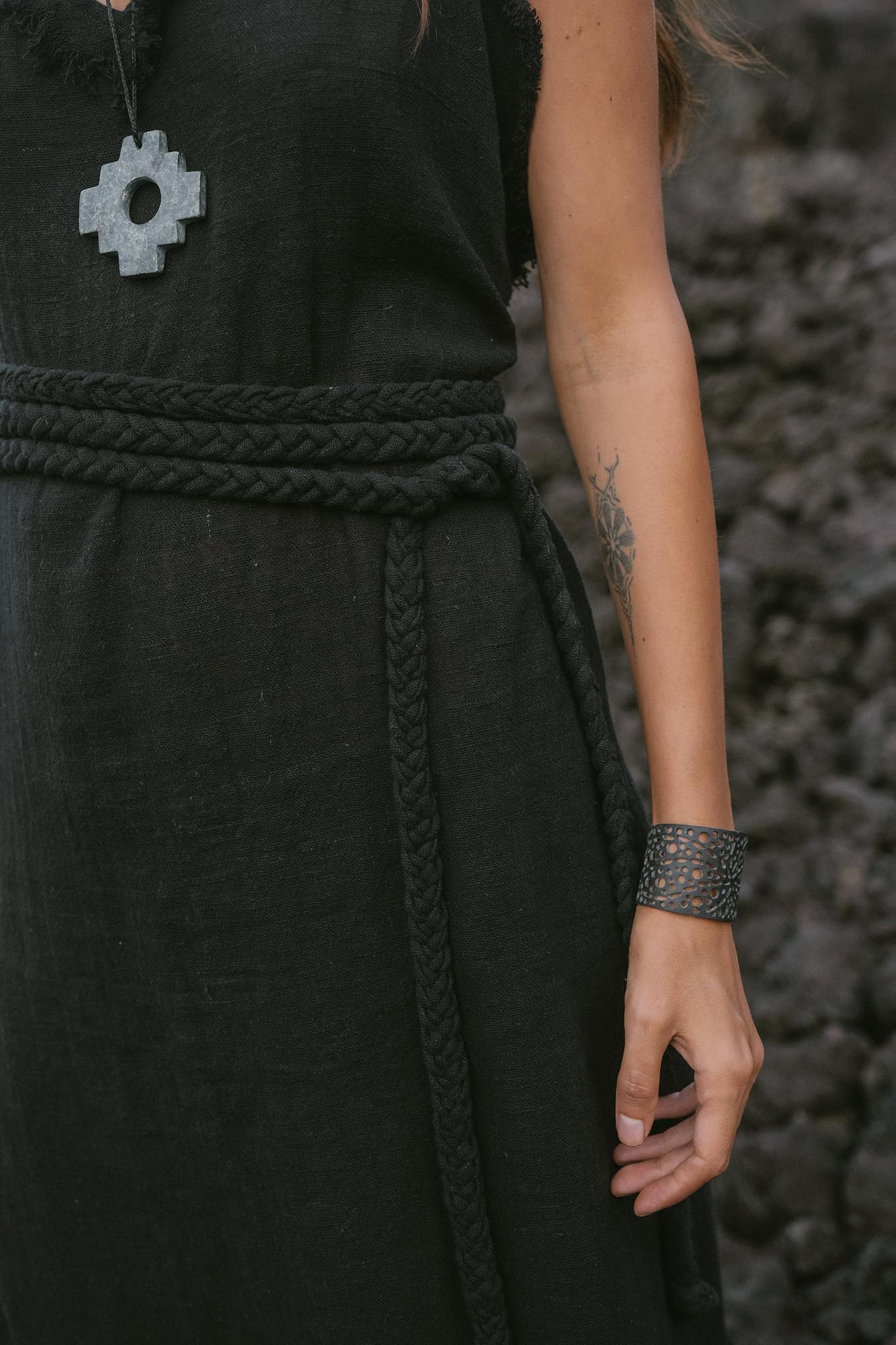Black Casual Dream Wrap Dress Open Back High Slit Dress - AYA SW IDR