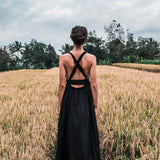 Black Cotton Bohemian Maxi Dress Convertible Dress - AYA SW IDR