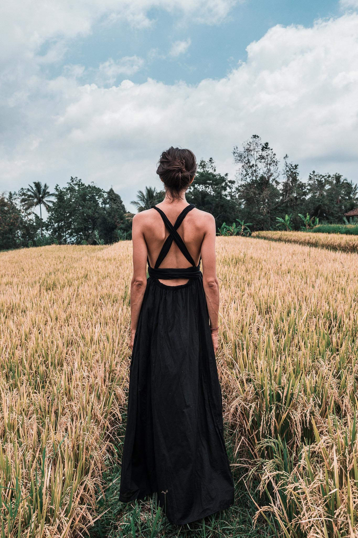 Black Cotton Bohemian Maxi Dress Convertible Dress - AYA SW IDR