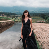 Black Cotton Bohemian Maxi Dress Convertible Dress - AYA SW IDR