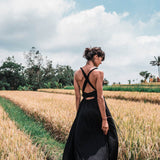 Black Cotton Bohemian Maxi Dress Convertible Dress - AYA SW IDR