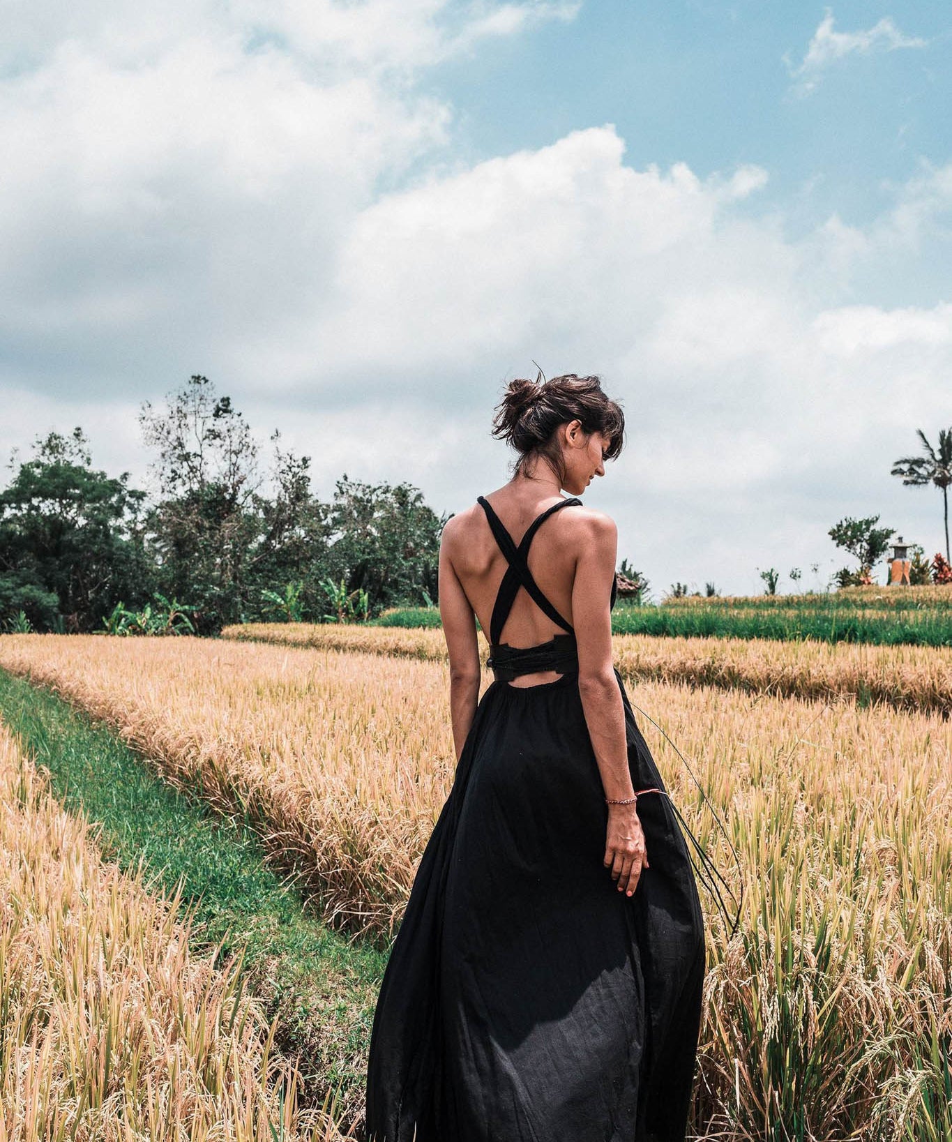 Black Cotton Bohemian Maxi Dress Convertible Dress - AYA SW IDR