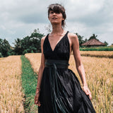 Black Cotton Bohemian Maxi Dress Convertible Dress - AYA SW IDR