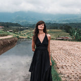 Black Cotton Bohemian Maxi Dress Convertible Dress - AYA SW IDR