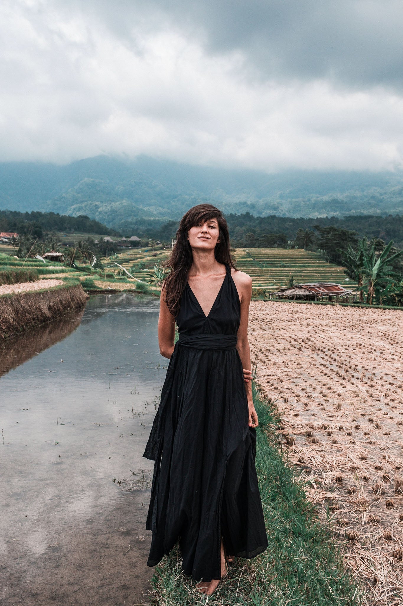 Black Cotton Bohemian Maxi Dress Convertible Dress - AYA SW IDR