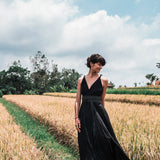 Black Cotton Bohemian Maxi Dress Convertible Dress - AYA SW IDR