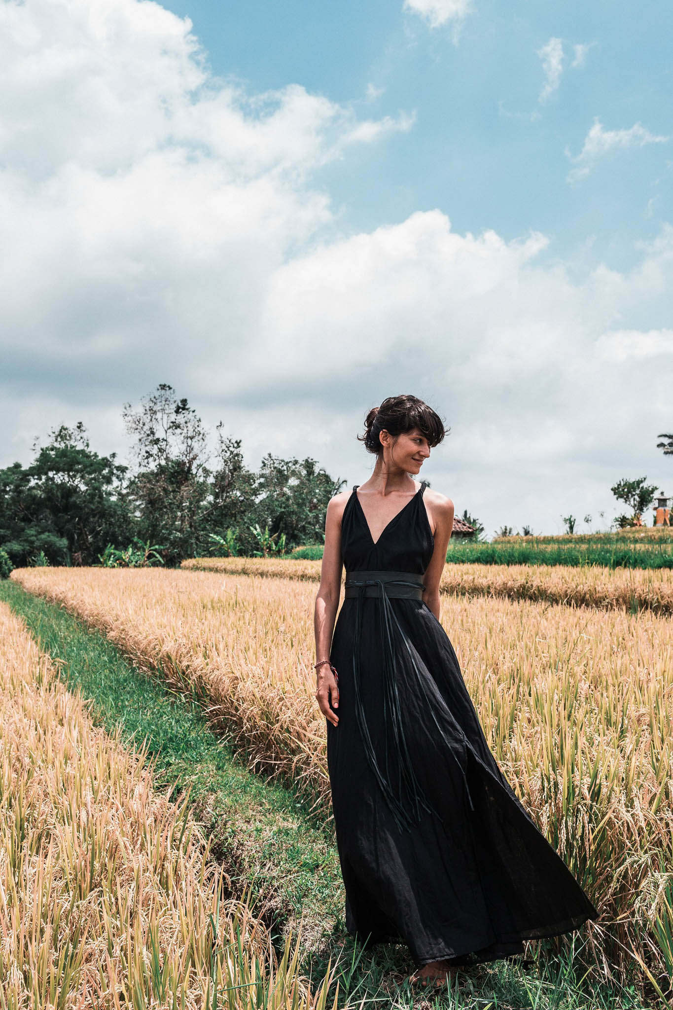 Black Cotton Bohemian Maxi Dress Convertible Dress - AYA SW IDR