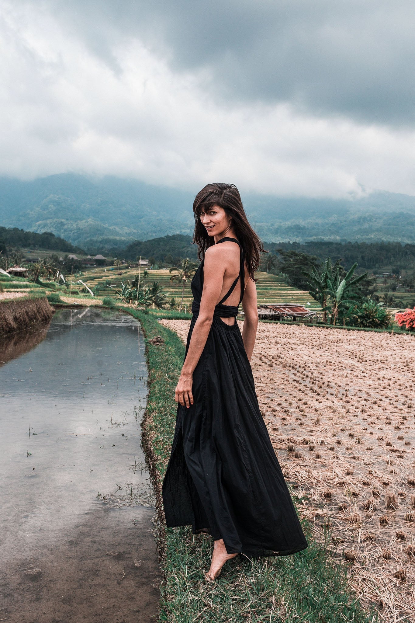 Black Cotton Bohemian Maxi Dress Convertible Dress - AYA SW IDR